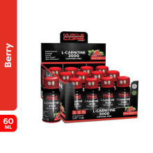 Muscle Core L-Carnitine 3000mg Berry 60ml Box of 12 Shots Advanced Liquid Formula for Energy, Fat Metabolism & Workout Performance