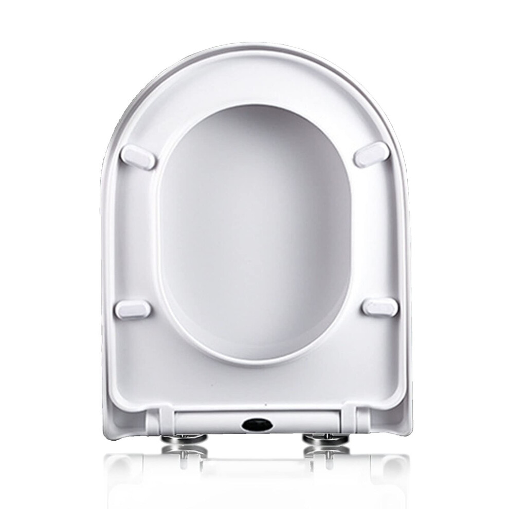 White Dshaped Toilet Seat With Automatic Lowering And Quickrelease Hinges, Premium Universal Lid For Easy Cleaning 6276012040295