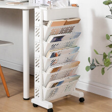 Large 6-Layer Rotatable Plastic Movable Bookshelf Organizer