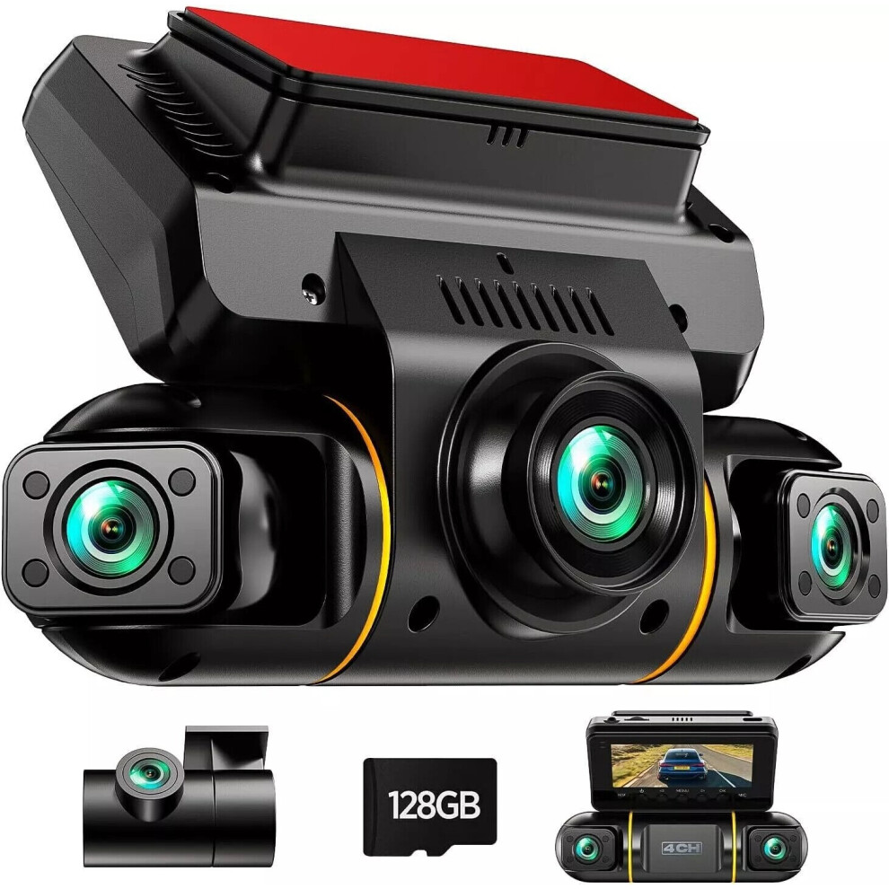Dash Cam 4 Channel 360Â°Front Rear Inside DashCam, FHD 1080P Car DVR Camera 128GB-image-OPC-PJ5F5PB-NEW