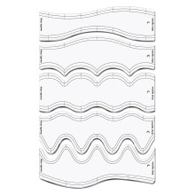 Quilt template set, acrylic, motion stencils, wave ruler, 5 pieces Ref: 6666