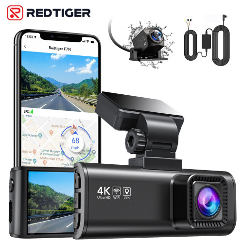 REDTIGER 4K Dash Cam Front and Rear Dual Dash Camera with Hardware kit