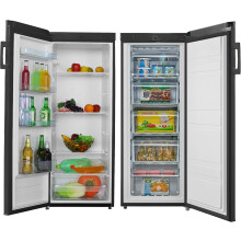 Cookology Tall Upright Fridge & Freezer Pack in Black, 55 x 142cm tall, Side-by-Side