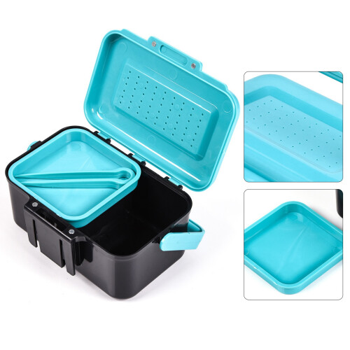 Fishing Live Bait Box Plastic Storage Worm Holder Portable 2