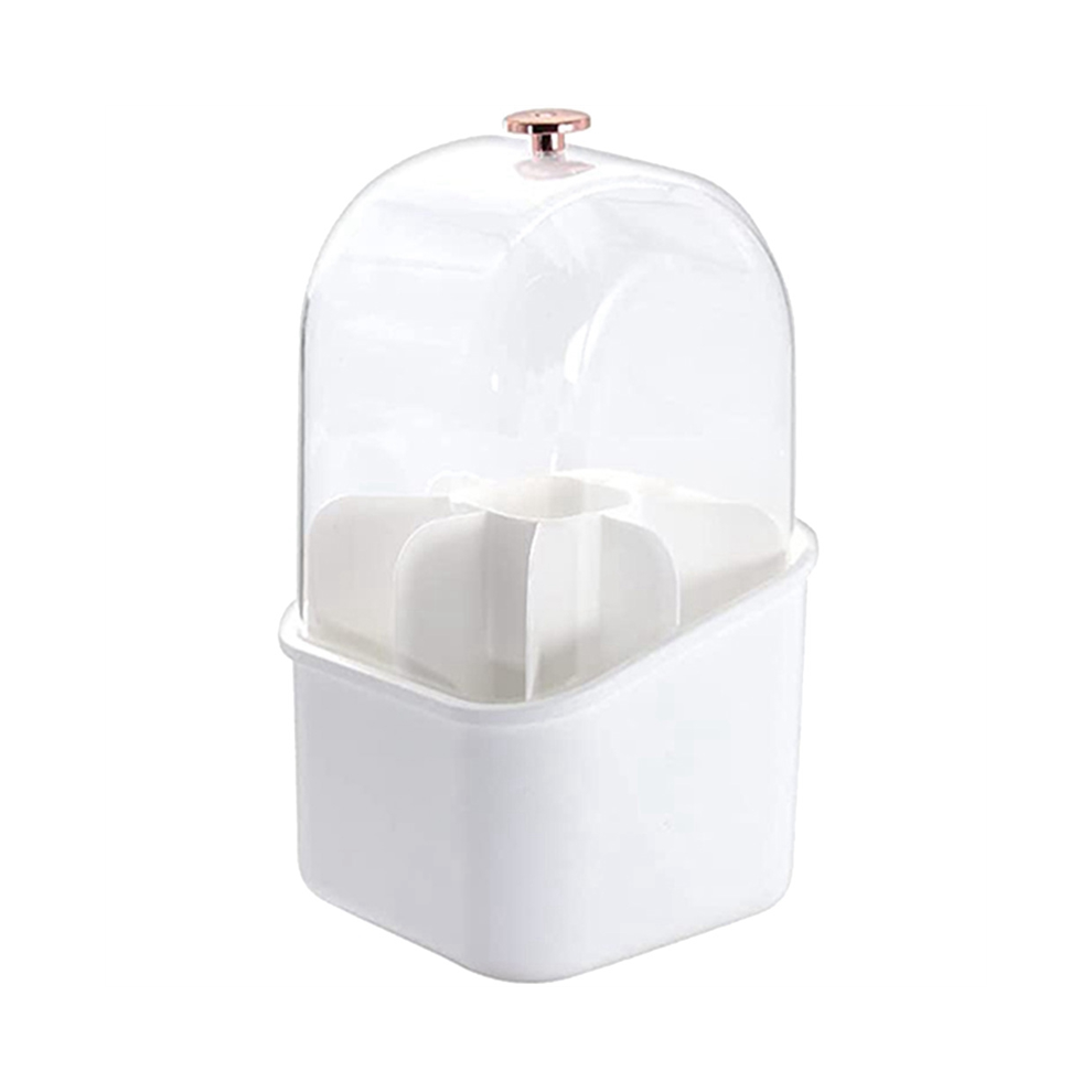 Torribaly White Square Makeup Brush Holder, 360Degree Rotating Brushes Container, Wate