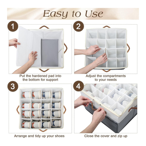 Shoe Storage Organizer, Organizer for Closet with Adjustable Dividers, 2