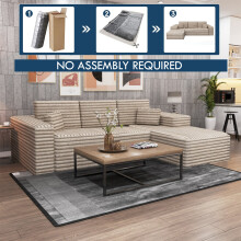 (Camel, Right Corner) No Assembly Corner Sofa
