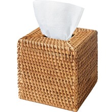 Rattan-Taschentuchbox-Abdeckung, handgewebter quadratischer Korbhalter für Taschentücher,