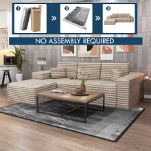 (Camel, Left Corner) No Assembly Corner Sofa