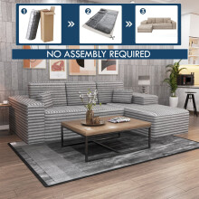 (Grey, Right Corner) No Assembly Corner Sofa