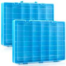 Lot de 2 boîtes de rangement en plastique à 48 compartiments avec séparateurs amovibles pour collection de jouets