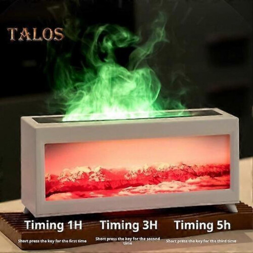 (EU, white) Aromatherapy Humidifier Essential Oil Diffuser with 7 Color Lights Remote Control Timer Function Fireplace Design Aroma Diffuser 2