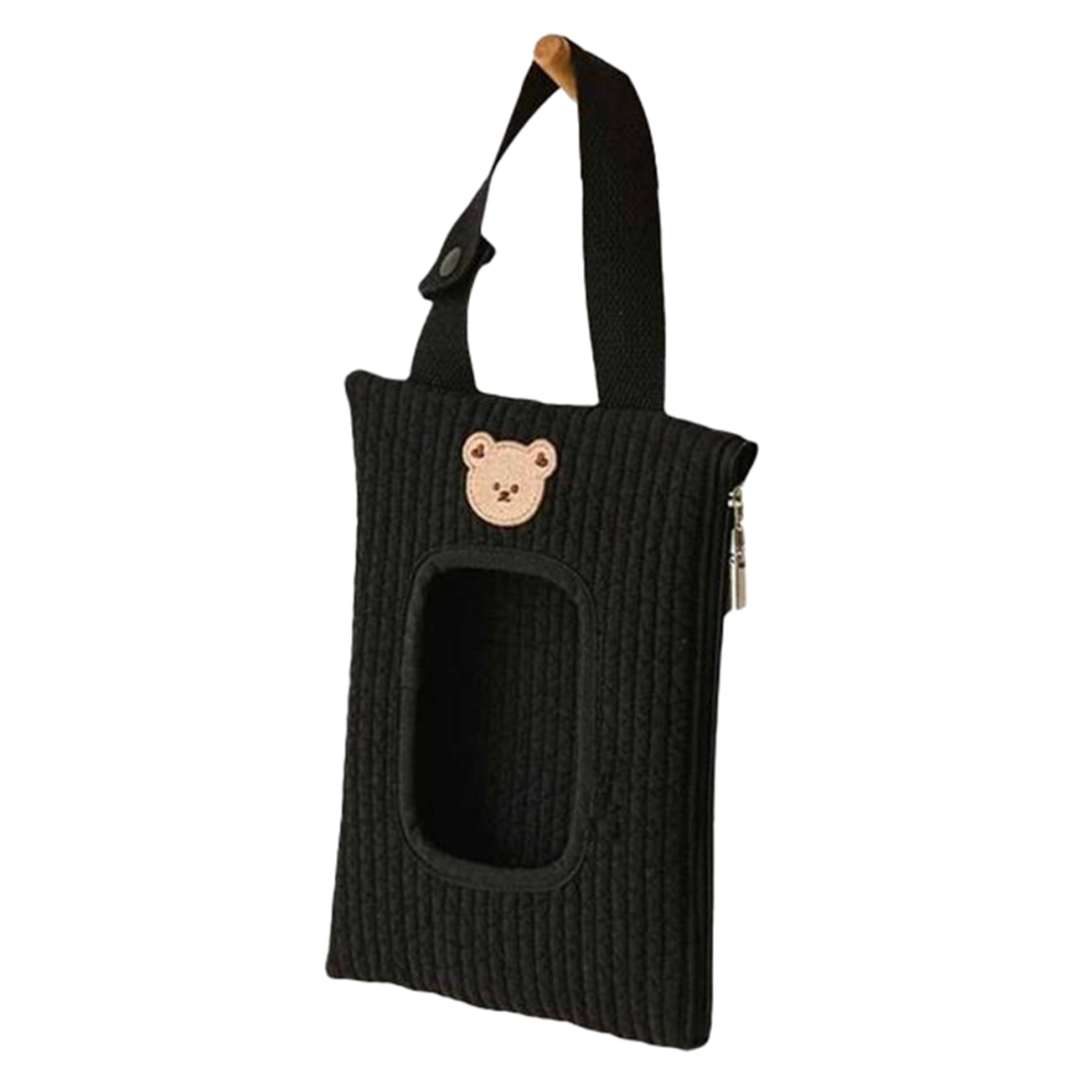 Flip-Top Tissue Box Cartoon Animal Wet Wipes Car Hanging Bag Rack Stor Black/White 4853788231519