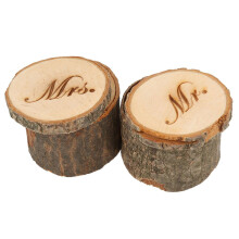 2pcs Mr & Mrs Shabby Chic Rustic Wedding Ring Pillow Holder Box Made o