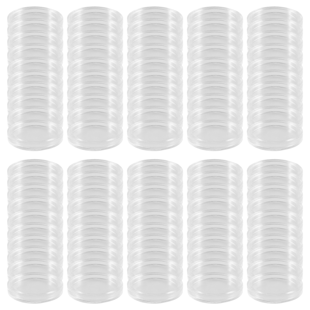 Torribaly 100Pcs 21Mm Round Clear Plastic Coin Holder Capsules Box Storage Displ