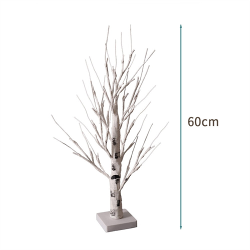 Tabletop Tree, White Tree with LED Lights, Warm Small Lights Battery P 2