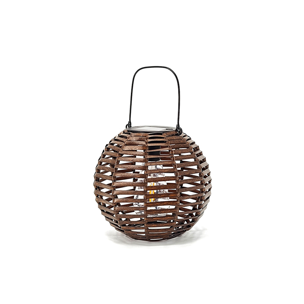 Zonne-Rotan Hanglamp Van Ijzer, Gevlochten Tuinlantaarn, Decoratief A-image