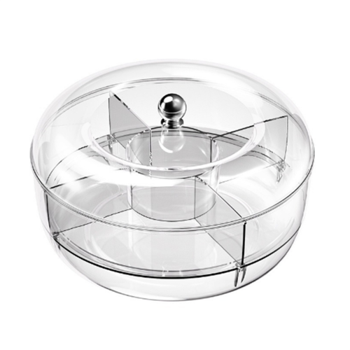 Chilled Veggie Fruit Tray Platter Divided Rotating Serving with Lid Sn