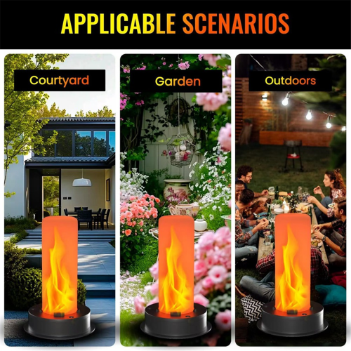 2 Pack Replacement Solar Light Tops with Flickering Flame,Waterproof O 2