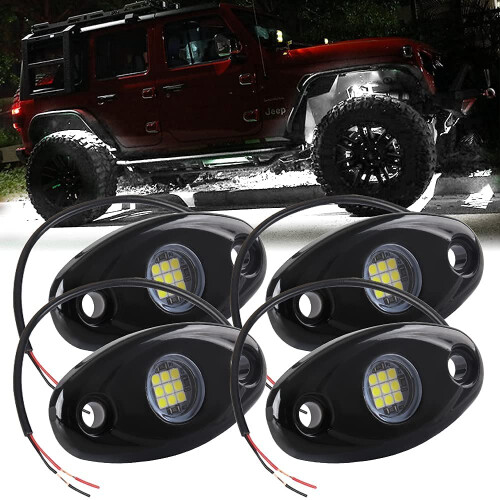 4Pcs 9LED Super Bright Rock Light Kit LED Waterproof Neon Underglow fo 2