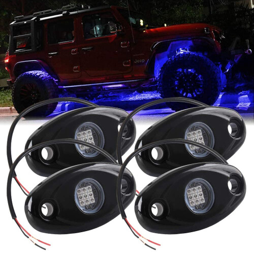 4Pcs 9LED Super Bright Rock Light Kit LED Waterproof Neon Underglow fo 2
