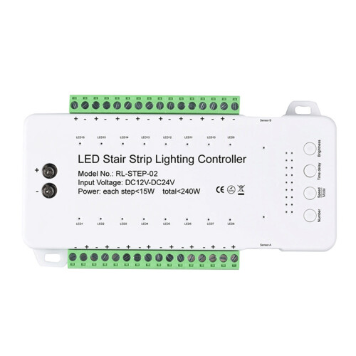 Dimmable Stair LED Controller 16 Channels Dual PIR Motion Sensor Step 1