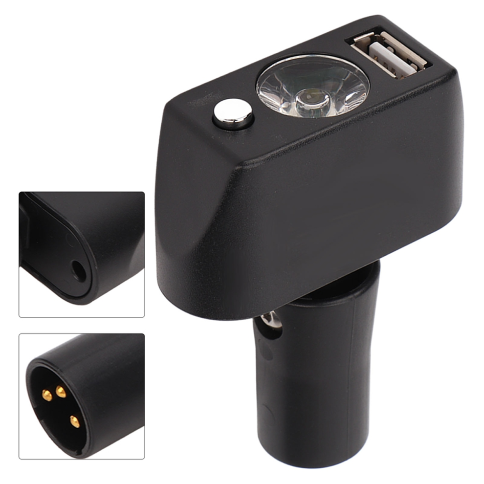 Lampe pour fauteuil roulant électrique 3 broches XLR, chargement USB, angle réglable LED