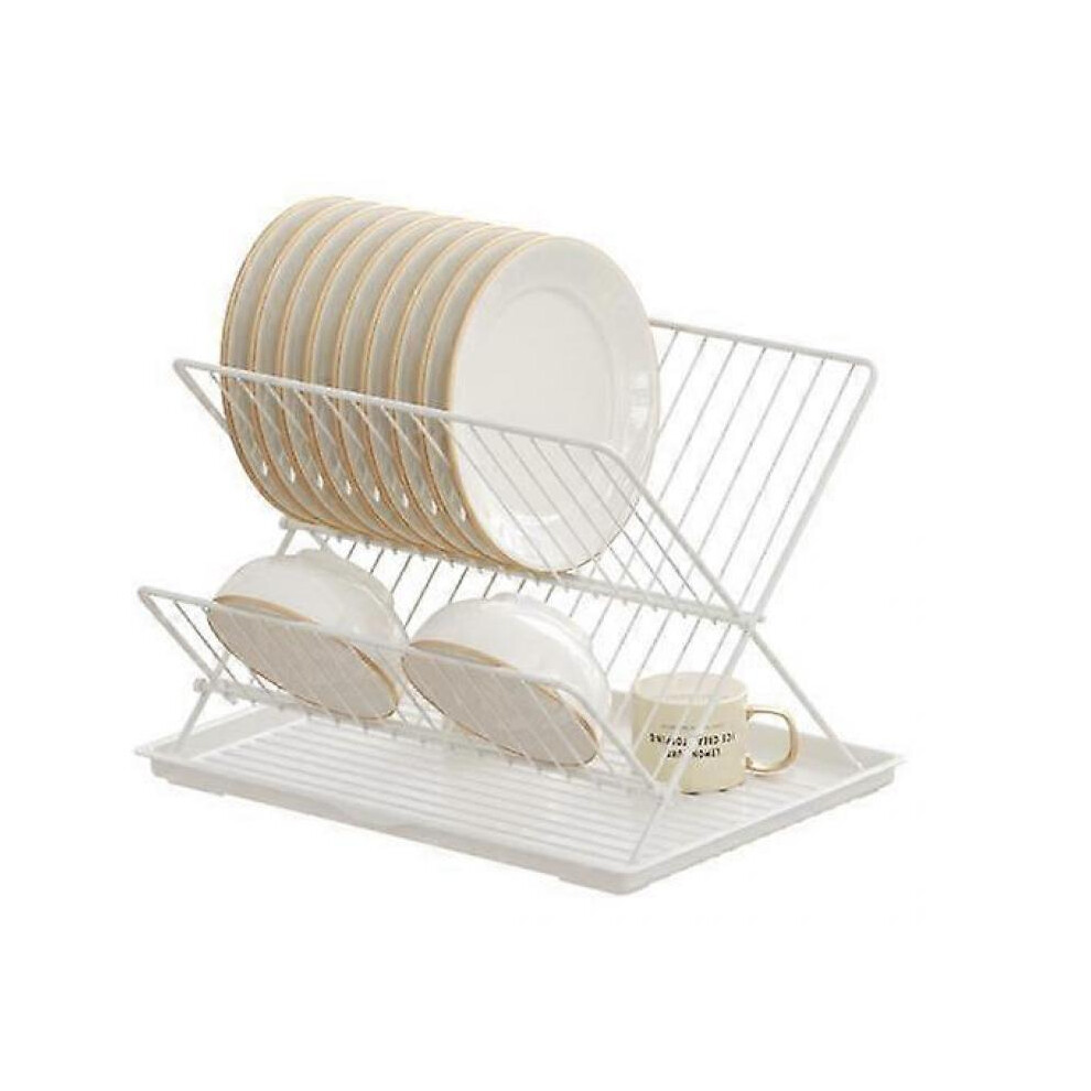 (White) Foldable Drain Bowl Rack Collapsible Dish Drainer Extendable Dish Strainer Cutlery Holder Plate Storage Rack Kitchen Organizer-image