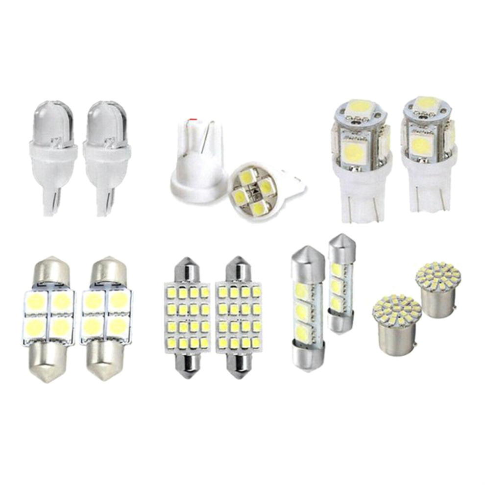 14Pcs Led Interior Package Kit For T10 36Mm Dome License Plate Lights White 4853788253184