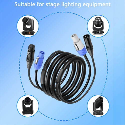 Καλώδιο επέκτασης DMX512 6,6 FT, καλώδιο τροφοδοσίας AC 3pin σήματος XLR combo 2