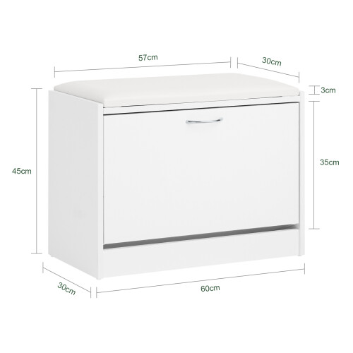 SoBuy Πάγκος Παπουτσιών Λευκός 60x30x48 εκ. 2