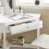 SoBuy Mesa Triangular con Cajón, Blanco, 76x76x76 cm 4