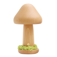 Nočné teplé dotykové svetlo Twisted Mushroom, LED, čelo postele, bukové drevo