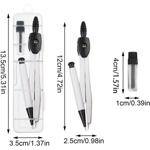 Drawing Compass, Geometry Compass Sets, Geometry Precision Tool for Students, Compass Drawing Tool for Math, Home, Offices and Drawing White Ref: 1787 2