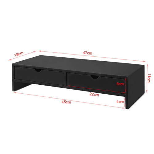 SoBuy BBF02-SCH Μαύρη Βάση Οθόνης 11cm με 2 Συρτάρια 2