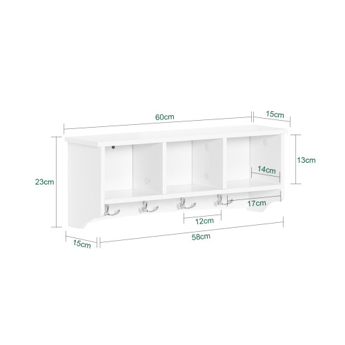 SoBuy FRG48-W επιτοίχια κρεμάστρα λευκή 60cm 2