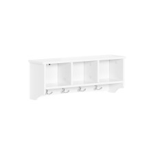 SoBuy Wandgarderobe FRG48-W met 4 haken, wit, 60 cm