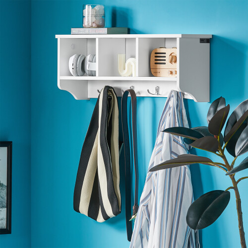 SoBuy FRG48-W επιτοίχια κρεμάστρα λευκή 60cm 1
