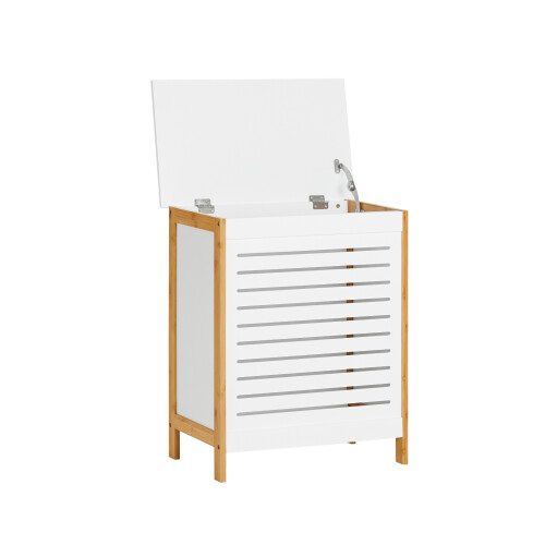 SoBuy White Laundry Hamper with Hinged Lid