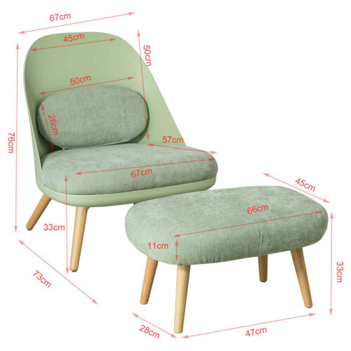 SoBuy Mint Green Armchair with Beech Footrest 1