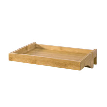 SoBuy NKD01-N Bedside Clip-On Bamboo Shelf | Space-Saving Table with 2 Cable Slots (36x25x9 cm, 2.5 kg, fits 1–3 cm rails)