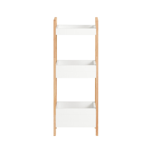 SoBuy Armário Banheiro 3 Cestos Branco e Bambu