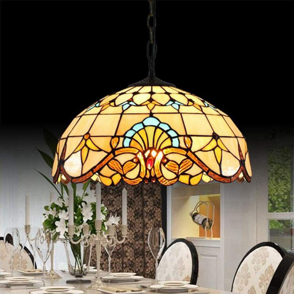 Tiffany Style Pendant Light Vintage Classic Dining Room LED E27 Round Glass Chandelier-image-OPC-PJ5FJ9K-NEW