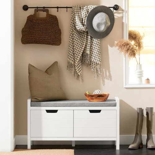 SoBuy Ντουλάπι παπουτσιών με παγκάκι Λευκό 91x30x50 cm 1