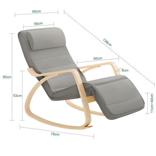 SoBuy Κουνιστή Πολυθρόνα FST16-DG Γκρι 150kg 2