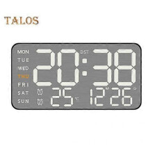 (B, black) Digital Wall Clock with Remote Control Large Display Multifunctional 12/24Hr Plug-in LED Digital Alarm Clock with Temperature