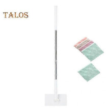 (Short, white) Automatic Cloth Clamp Mop with Rag 360 Degree Rotating Extended Mop Dry/Wet Dual-Purpose Household Cleaning Mop