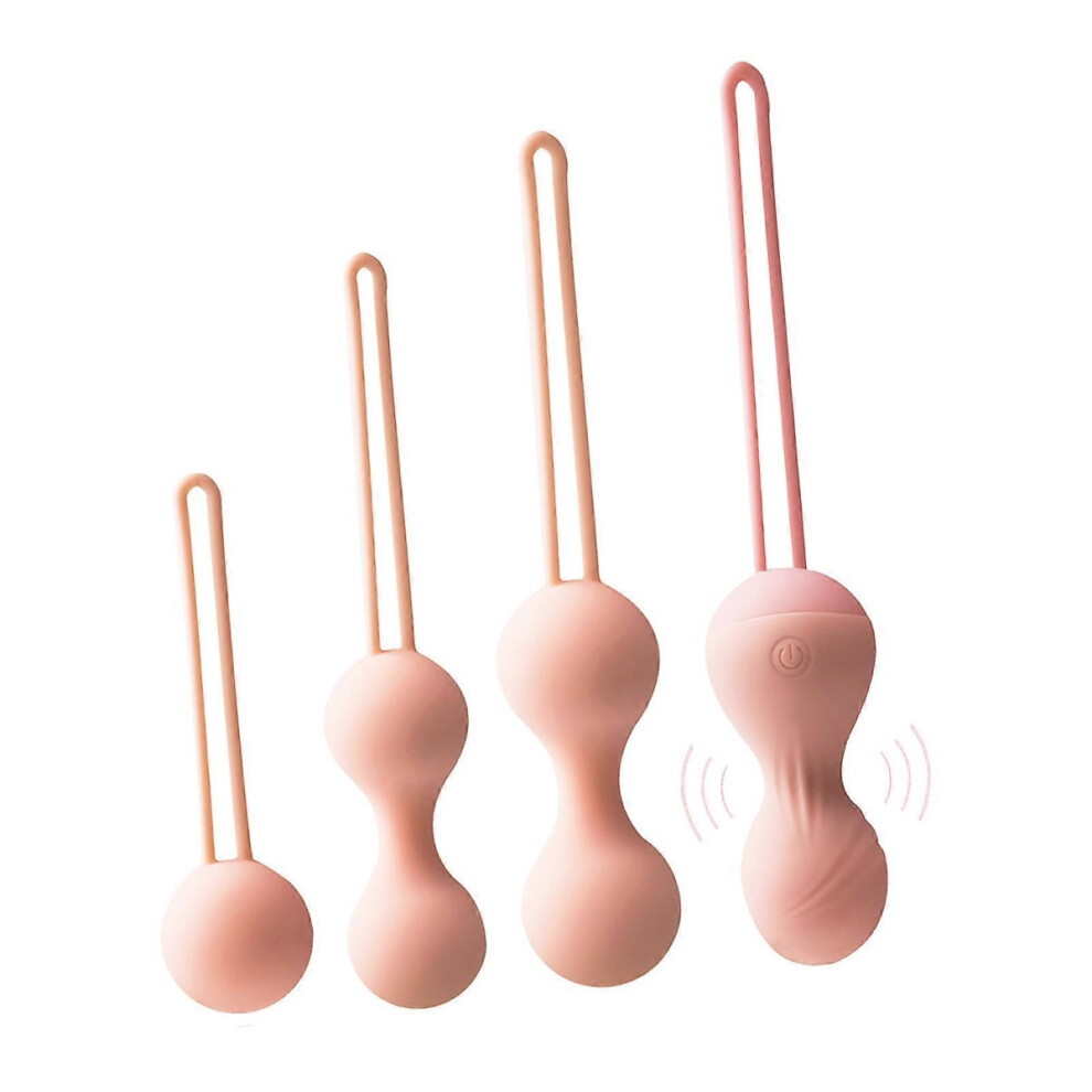 Lot de 4 boules de Kegel rechargeables pour femmes, pour renforcer le plancher pelvien, resserrer la vessie, exercice Kegel, couleur peau