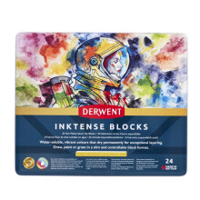 Derwent Inktense Blocks 24 Tin Set of 24 8mm Block Soft Texture Wa