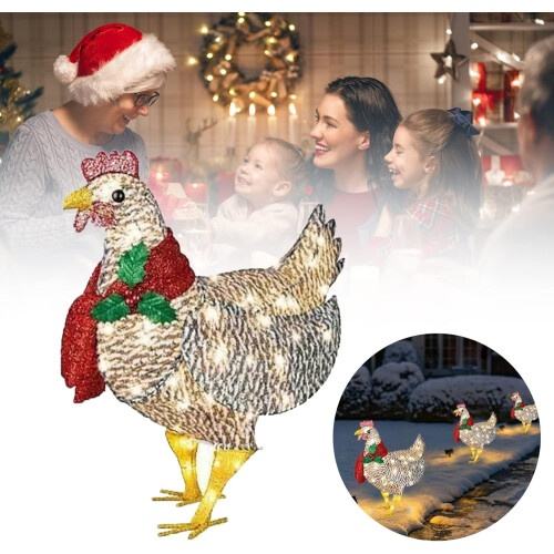 LightUp Chicken with Scarf, Christmas LightUp Chicken Lantern Lawn Decor (M) 1